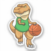 Dinosaur op sport met Basketball Sticker (Voorkant)