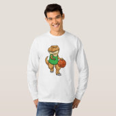 Dinosaur op sport met Basketball T-shirt (Voorkant volledig)