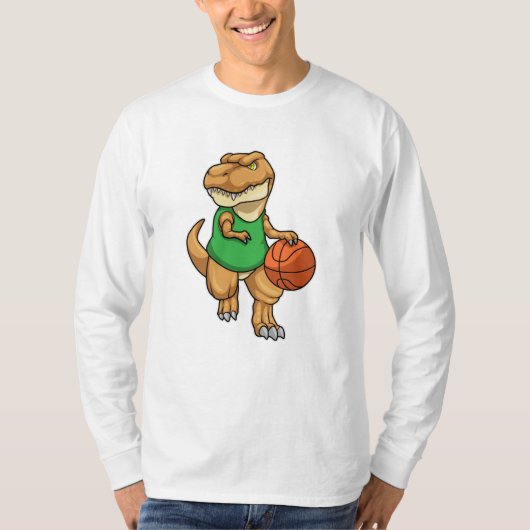 Dinosaur op sport met Basketball T-shirt (Voorkant)