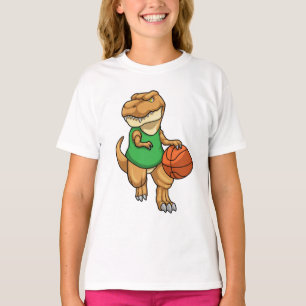 Dinosaur op sport met Basketball T-shirt