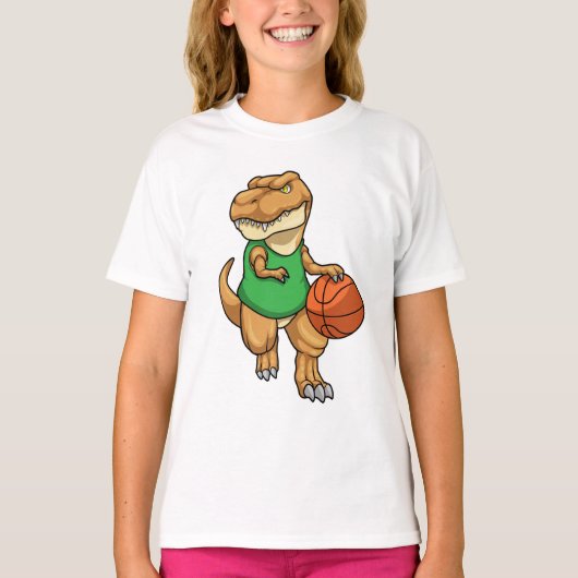 Dinosaur op sport met Basketball T-shirt (Voorkant)