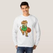 Dinosaur op sport met Basketball T-shirt (Voorkant volledig)