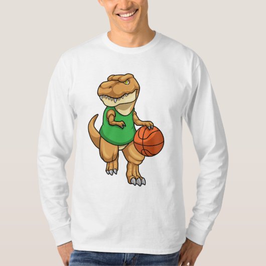 Dinosaur op sport met Basketball T-shirt (Voorkant)