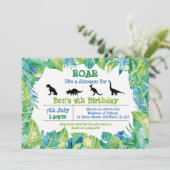 Dinosaur op uitnodiging van verjaardagsfeestdag (Staand voorkant)