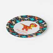 Dinosaur Oranje T Rex Party Papieren Bordje (Gekanteld)