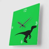 Dinosaur Outline Jurassic Era Vierkante Klok (Hoek)