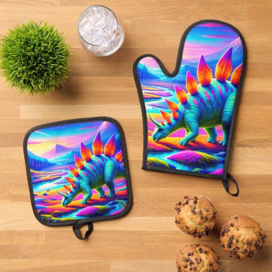 Dinosaur Ovenwant & Pannenlap Set (Top down)