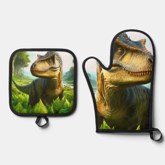 Dinosaur Ovenwant & Pannenlap Set (Voorkant)