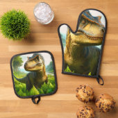Dinosaur Ovenwant & Pannenlap Set (Top down)