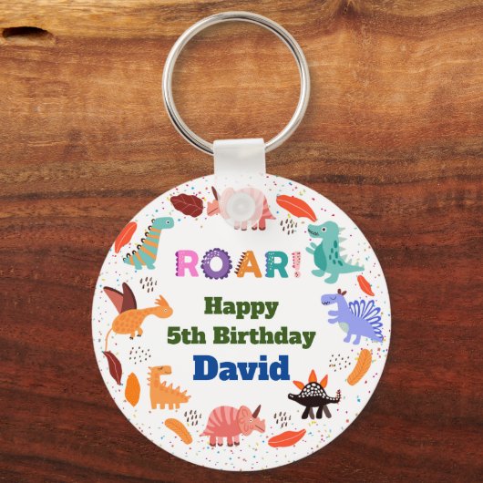 Dinosaur over de Sleutelhanger van het verjaardags (Voorkant)