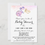 ** Dinosaur Paarse Yellow Dragon Baby Shower Kaart (Achterkant)