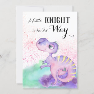 ** Dinosaur Paarse Yellow Dragon Baby Shower Kaart