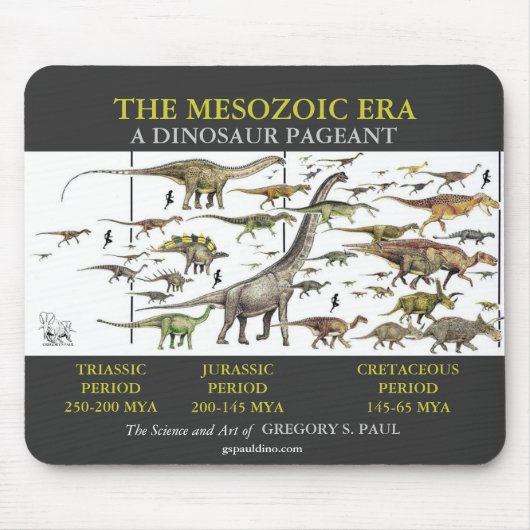 Dinosaur Pageant Mousepad Art van Gregory Paul Muismat (Voorkant)