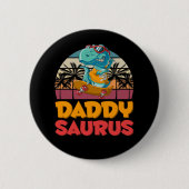 Dinosaur papa Dino Retro Ronde Button 5,7 Cm (Voorkant)