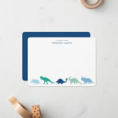 Dinosaur Parade, Blauwgroen en blauw op maat Notitiekaartje (Voorkant / Achterkant in situ)