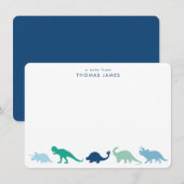 Dinosaur Parade, Blauwgroen en blauw op maat Notitiekaartje (Voorkant / Achterkant)