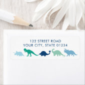 Dinosaur Parade, Blue en Green Custom Address Etiket (Insitu)