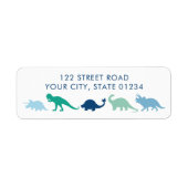 Dinosaur Parade, Blue en Green Custom Address Etiket (Voorkant)