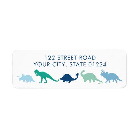 Dinosaur Parade, Blue en Green Custom Address Etiket (Voorkant)