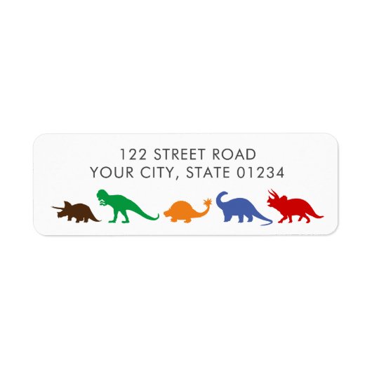 Dinosaur Parade, Bright Colors Custom Address Etiket (Voorkant)