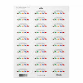 Dinosaur Parade, Bright Colors Custom Address Etiket (Full Sheet)