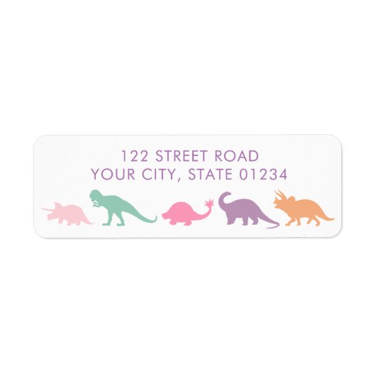 Dinosaur Parade, Jewel Tones Custom Address Etiket (Voorkant)