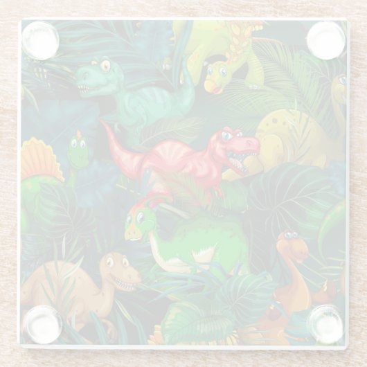 Dinosaur Park Glazen Onderzetter (Achterkant)
