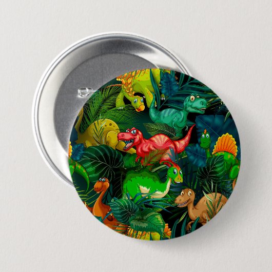Dinosaur Park Ronde Button 7,6 Cm (Voorkant /achterkant)