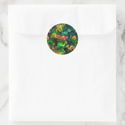 Dinosaur Park Ronde Sticker (Tas)