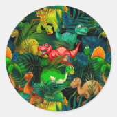 Dinosaur Park Ronde Sticker (Voorkant)