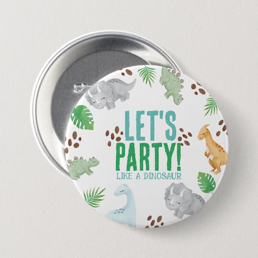 Dinosaur partij gunst kind partij ronde button 7,6 cm (Voorkant /achterkant)