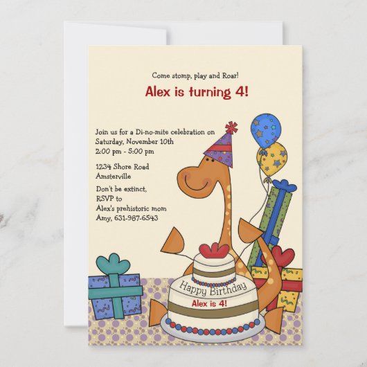 Dinosaur Party Birthday Uitnodiging (Voorkant)