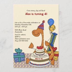 Dinosaur Party Birthday Uitnodiging