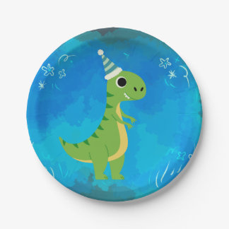 Dinosaur Party Bord Blauw