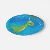 Dinosaur Party Bord Blauw (Gekanteld)
