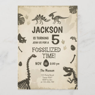 Dinosaur Party Boy Fossil Dino Dig Birthday Kaart