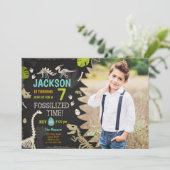 Dinosaur Party Boy Fossil Dino Dig Birthday Kaart (Staand voorkant)