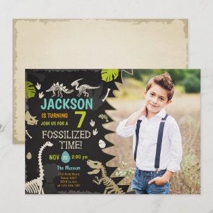 Dinosaur Party Boy Fossil Dino Graaf Verjaardag Kaart