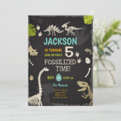 Dinosaur Party Boy Fossil Dino Graaf Verjaardag Kaart (Staand voorkant)