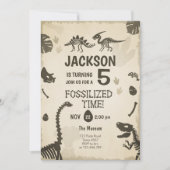Dinosaur Party Boy Fossil Dino Graaf Verjaardag Kaart (Voorkant)