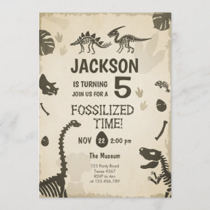 Dinosaur Party Boy Fossil Dino Graaf Verjaardag Kaart