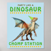 Dinosaur Party Decor Sign: Chomp Station Poster (Voorkant)