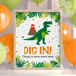Dinosaur Party Food Sweets Sign Poster
