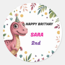 Dinosaur Party Fun Personalis Sticker