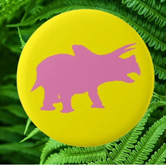 Dinosaur Party Geel Ronde Button 5,7 Cm