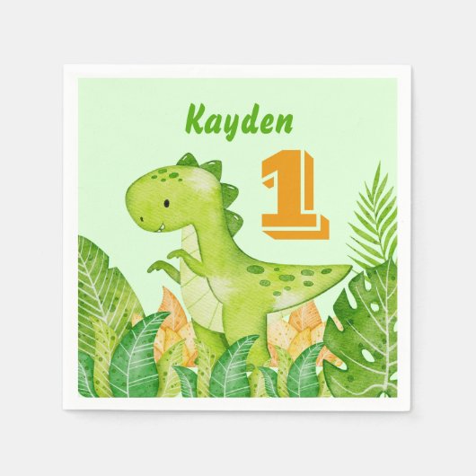 Dinosaur party gepersonaliseerd servet (Voorkant)