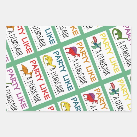 Dinosaur Party Inpakpapier Vel (Voorkant 3)