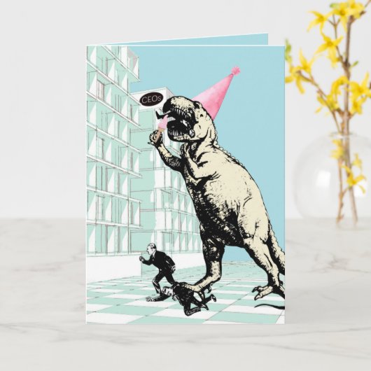 Dinosaur Party! Kaart (Gele Bloem)