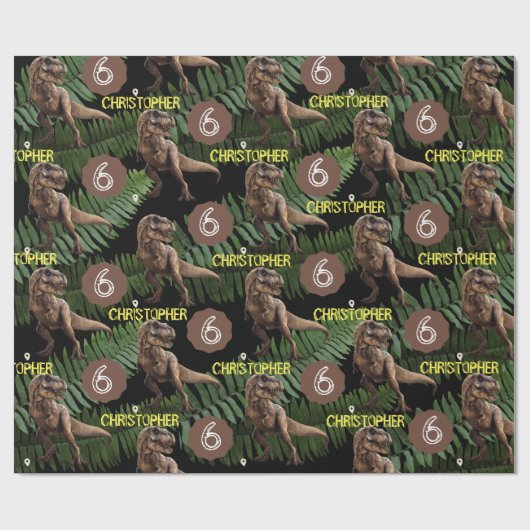 Dinosaur Party Kids Birthday Trex Cadeaupapier (Vlak)