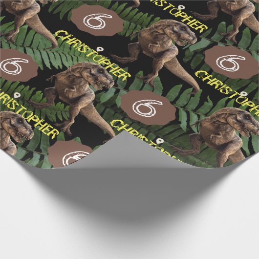 Dinosaur Party Kids Birthday Trex Cadeaupapier (Hoek)